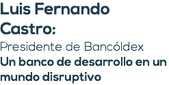 Luis Fernando Castro: Presidente de Bancóldex Un banco de desarrollo en un mundo disruptivo 
